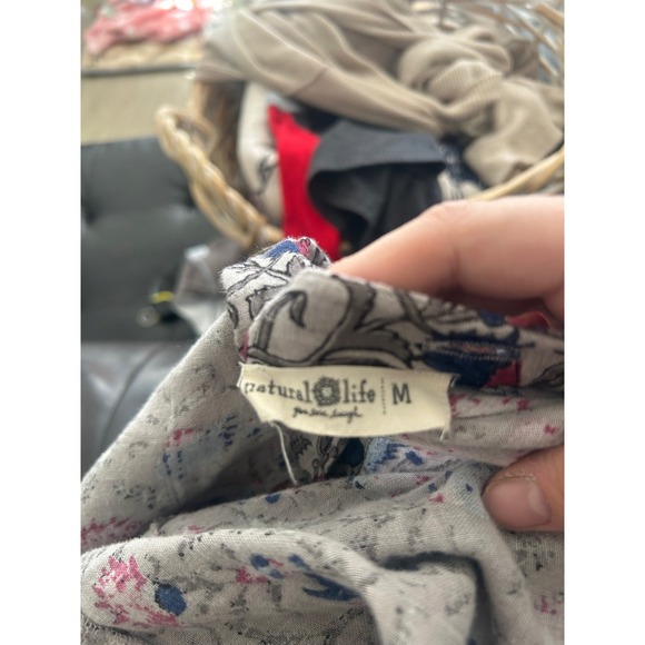 Natural Life Floral Overall Cotton Midi Dress Button Front Waist Cotton M Modest - Picture 5 of 15